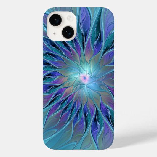 Coques Case-Mate iPhone Blue Purple Flower Dream Abstrait Fractal Art (Verso)