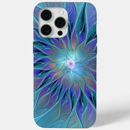 Coques Case-Mate iPhone Blue Purple Flower Dream Abstrait Fractal Art (Verso)