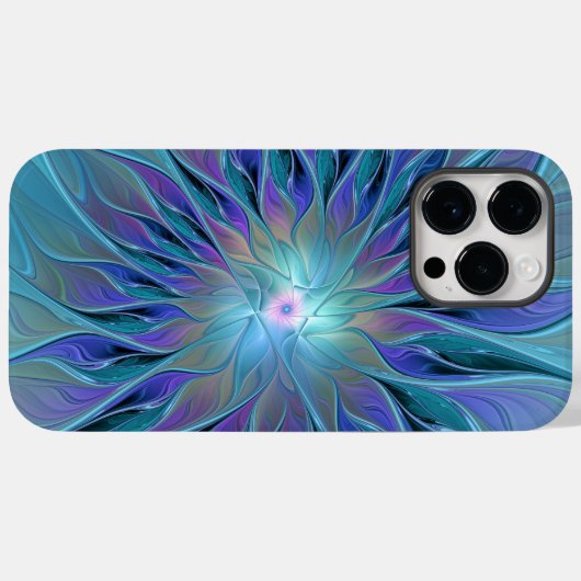 Coques Case-Mate iPhone Blue Purple Flower Dream Abstrait Fractal Art (Verso (horizontal))