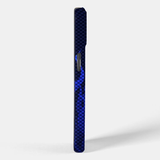 Coques Case-Mate iPhone Blue Racing Flames on Carbon Fiber (Verso / Droite)