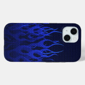 Coques Case-Mate iPhone Blue Racing Flames on Carbon Fiber (Verso (horizontal))
