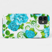 Coques Case-Mate iPhone Blue Roses White (Dos (Horizontal))