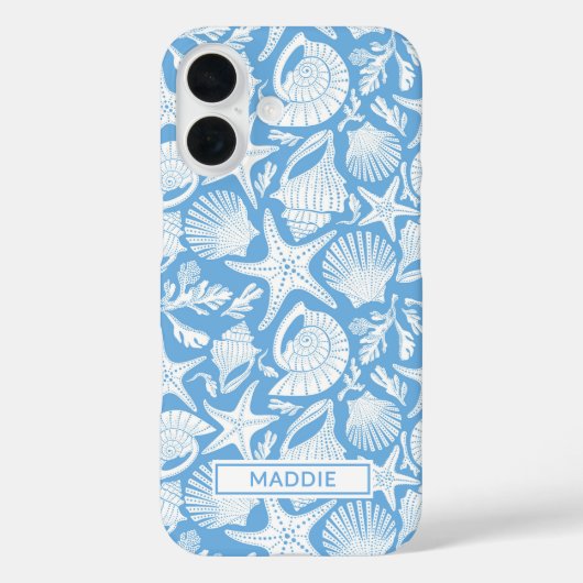 Coques Case-Mate iPhone Blue Shells Personalized (Verso)