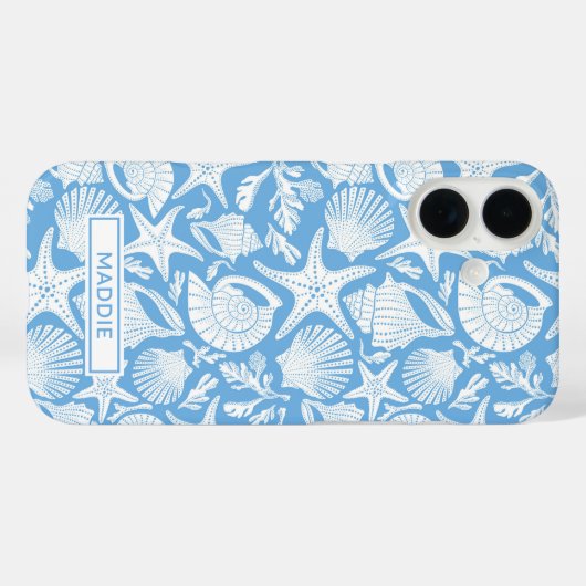 Coques Case-Mate iPhone Blue Shells Personalized (Verso (horizontal))