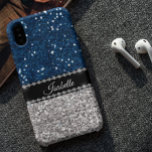 Coque Pour Pour iPhone 14 Pro Max BLue Sparkle Glam Bling de la marine d'argent Pers<br><div class="desc">This design created though digital art. It may be personalized in the area provide or customizing by choosing the click to customize further option and changing the name, initials or words. Donc, change le texte color and style or delete the text for an image only design. Contact me at colorflowcreations@gmail.com...</div>