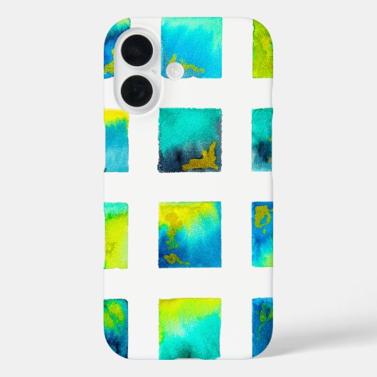 Coques Case-Mate iPhone Blue squares watercolor abstract (Verso)
