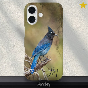 Coques iPhone 16 Blue Stellar's Jay Bird Peinture Nom personnalisé