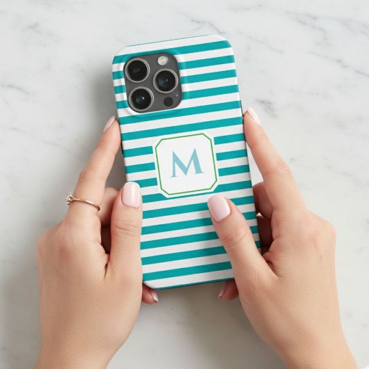Coques Case-Mate iPhone Blue Striped Cell Phone Case with Decorative