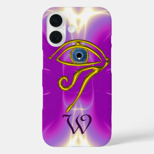 Coques iPhone 16 BLUE TALISMAN MONOGRAM rose Fuchsia violet