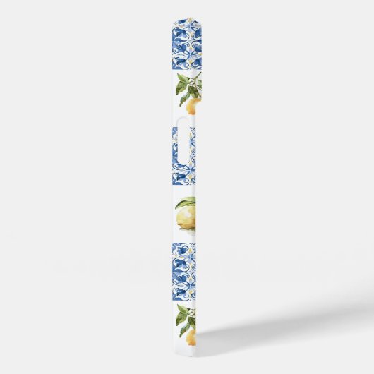 Coques Case-Mate iPhone Blue Tile French Country Lemon Pattern (Verso / Droite)