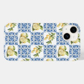 Coques Case-Mate iPhone Blue Tile French Country Lemon Pattern (Verso (horizontal))