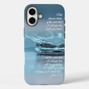 iPhone 16 Plus Case Blue Water La vie n'a jamais soif Bible Verse John
