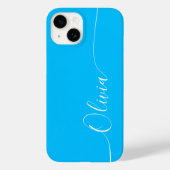 Coques Case-Mate iPhone Blue White Elegant Calligraphie Nom du script (Verso)