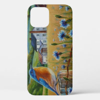 Bluebird Cornflowers Summer Farm Waterart