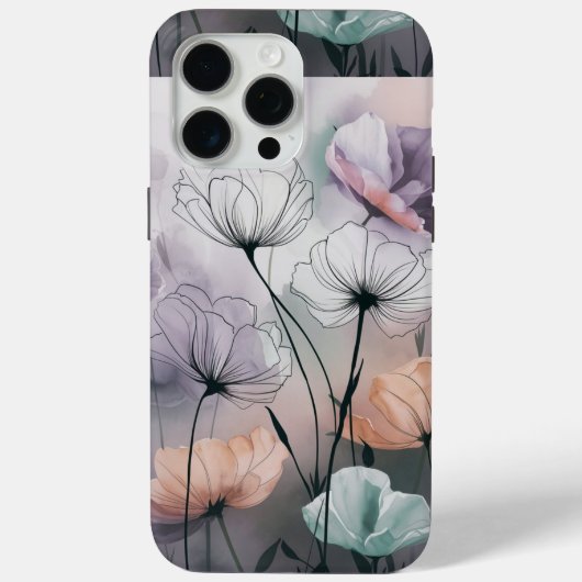 Coques Case-Mate iPhone Blush and Bloom : Fleurs d'encre pastel (Verso)