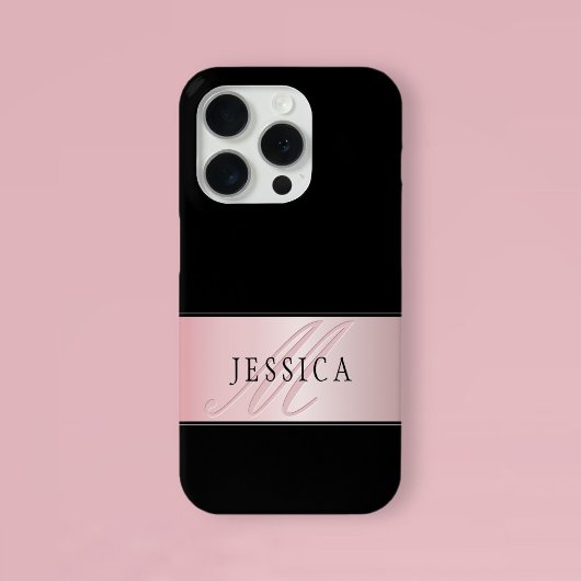 Coques Case-Mate iPhone Blush Élégant Faux Or Rose | Nom & Initiale