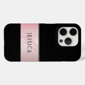 Coques Case-Mate iPhone Blush Élégant Faux Or Rose | Nom & Initiale (Verso (horizontal))