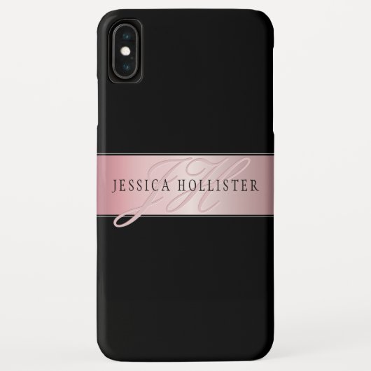 Coques Case-Mate iPhone Blush Élégant Faux Or Rose | Nom & Initiales (Dos)