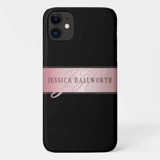 Coques Case-Mate iPhone Blush Élégant Faux Or Rose | Nom & Initiales (Dos)