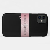 Coques Case-Mate iPhone Blush Élégant Faux Or Rose | Nom & Initiales (Dos (Horizontal))