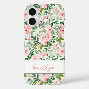Coques iPhone 16 Blush Floral Élégant Aquarelle Personnalisé