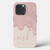Coques Case-Mate iPhone Blush Gold Rose Tan Parties scintillant Drig Monog (Verso)
