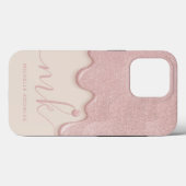 Coques Case-Mate iPhone Blush Gold Rose Tan Parties scintillant Drig Monog (Verso (horizontal))