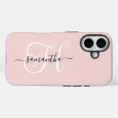 Coques Case-Mate iPhone Blush Noir et Blanc Élégant Monogramme (Verso (horizontal))