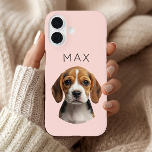 Coques iPhone 16 Blush personnalisé avec photo et nom de chien