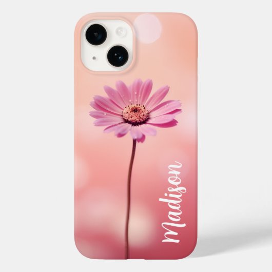 Coques Case-Mate iPhone Blush Pink Daisy Nom personnalisé (Verso)