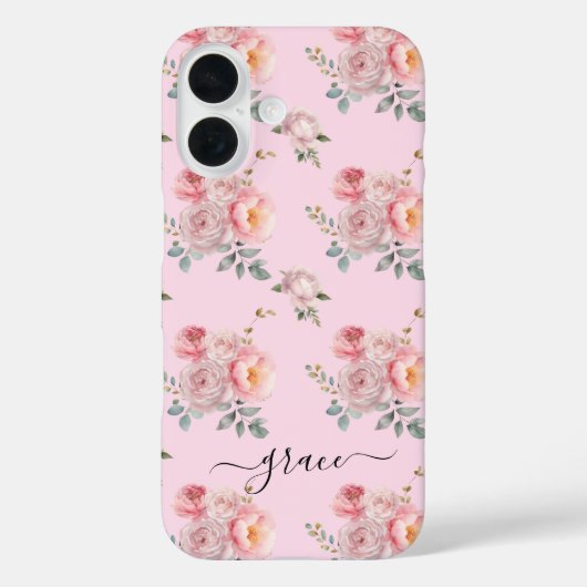 Coques Case-Mate iPhone Blush rose mignon Fille Boho Floral Personnalisé (Verso)