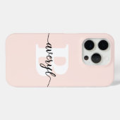 Coques Case-Mate iPhone Blush Rose Monogramme Féminin Nom Monogrammé (Verso (horizontal))