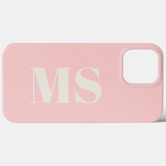 Coques Case-Mate iPhone Blush rose monogramme initiale (Verso (horizontal))