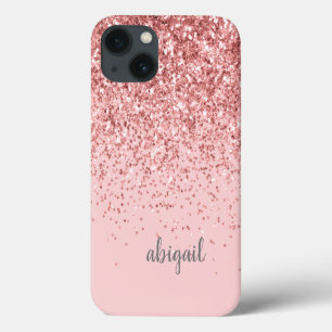 Case-Mate iPhone Case Blush Rose Pailleté Monogramme Féminin Moderne Nom