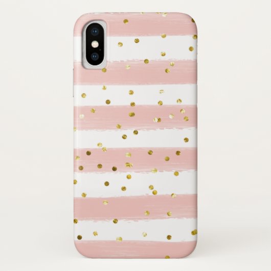 Coques Case-Mate iPhone Blush, White Stripes, Gold Confeti Cell Case (Dos)