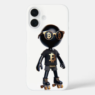 Coques iPhone 16 Bman sur des patins à roulettes, Bitcoin, par Nat