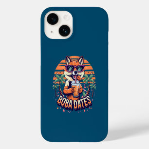 Coque Pour iPhone 14 Boba Dates Cool tendance Fox Boire Boba Tea