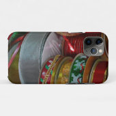 Coques Case-Mate iPhone Bobines de ruban de Noël rouge et or (Dos (Horizontal))