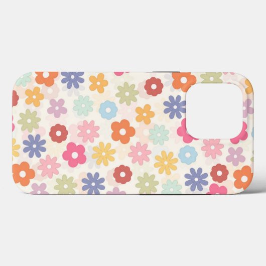 Coques Case-Mate iPhone Boho 70's Retro Daisy Flowers (Verso (horizontal))