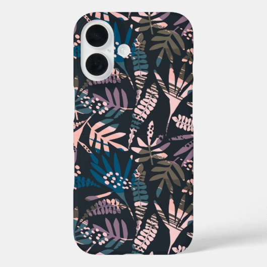 Coques Case-Mate iPhone Boho Abstrait Motif rose bleu noir (Verso)