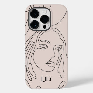 Coque Pour iPhone 14 Pro Boho Abstrait Simple Line Art, Boho Chic
