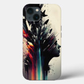 Coques Case-Mate iPhone Boho art abstrait avec visage de fille (Verso)