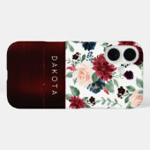 Coques Case-Mate iPhone Boho Bloom | Élégant Monogramme Motif rouge Marsal (Verso (horizontal))