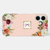 Coques Case-Mate iPhone Boho Blooms Blush Dot Monogramme (Verso (horizontal))