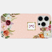 Coques Case-Mate iPhone Boho Blooms Blush Dot Monogramme (Verso (horizontal))