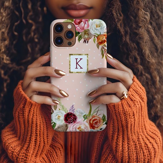 Coques Case-Mate iPhone Boho Blooms Blush Dot Monogramme