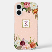 Coques Case-Mate iPhone Boho Blooms Blush Point Monogramme (Verso)