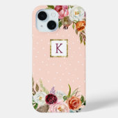 Coques Case-Mate iPhone Boho Blooms Blush Point Monogramme (Verso)