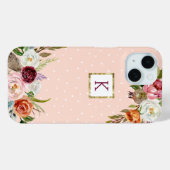 Coques Case-Mate iPhone Boho Blooms Blush Point Monogramme (Verso (horizontal))