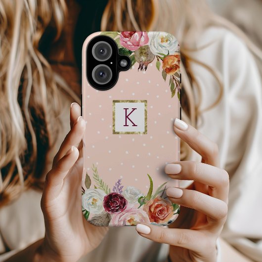 Coques Case-Mate iPhone Boho Blooms Blush Point Monogramme